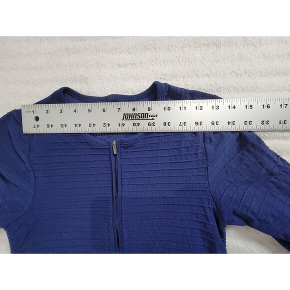 Derek Lam 10C Athleta Women Long Sleeve 1/2 Zip Texture Top Medium Navy Pullover - Picture 4 of 6